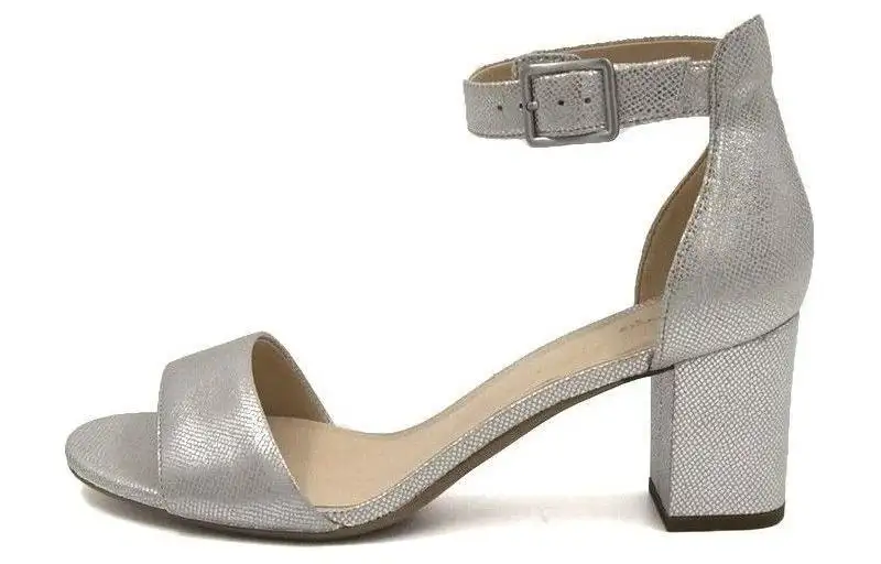 Clarks Leather One Strap Sandals 7cm Women's Silver