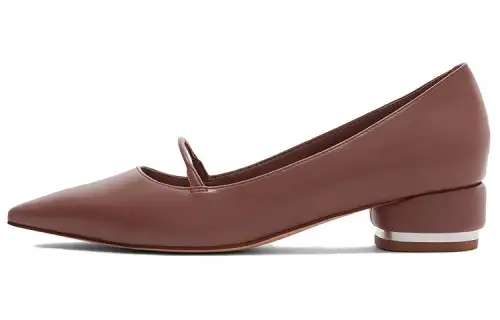 CHARLES&KEITH Block Heel Mary Jane Shoes Women's Brown