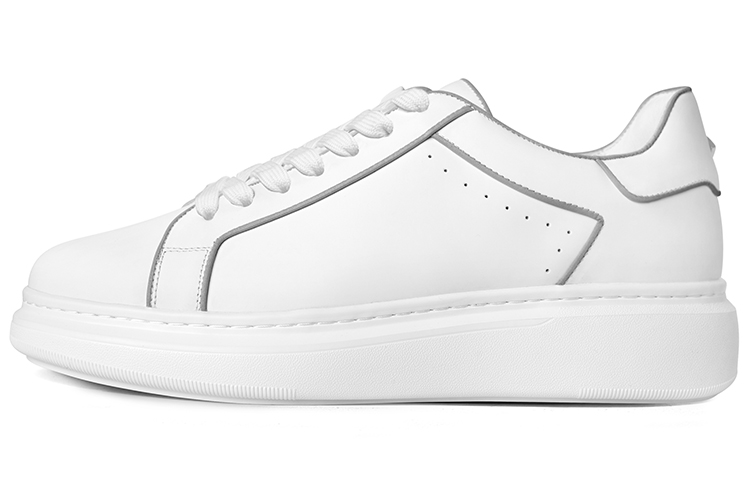 THOM WILLS Trendy Fluorescent White Sneakers Skateboard Shoes Men's White