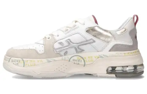 PREMIATA Draked Cow Leather Minimalist Fashion Low top Casual Shoes Women's White