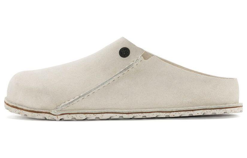 Birkenstock Suede Closed Toe Slippers Unisex White Regular