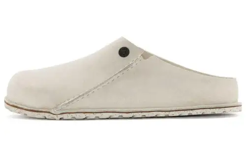 Birkenstock Suede Closed Toe Slippers Unisex White Regular