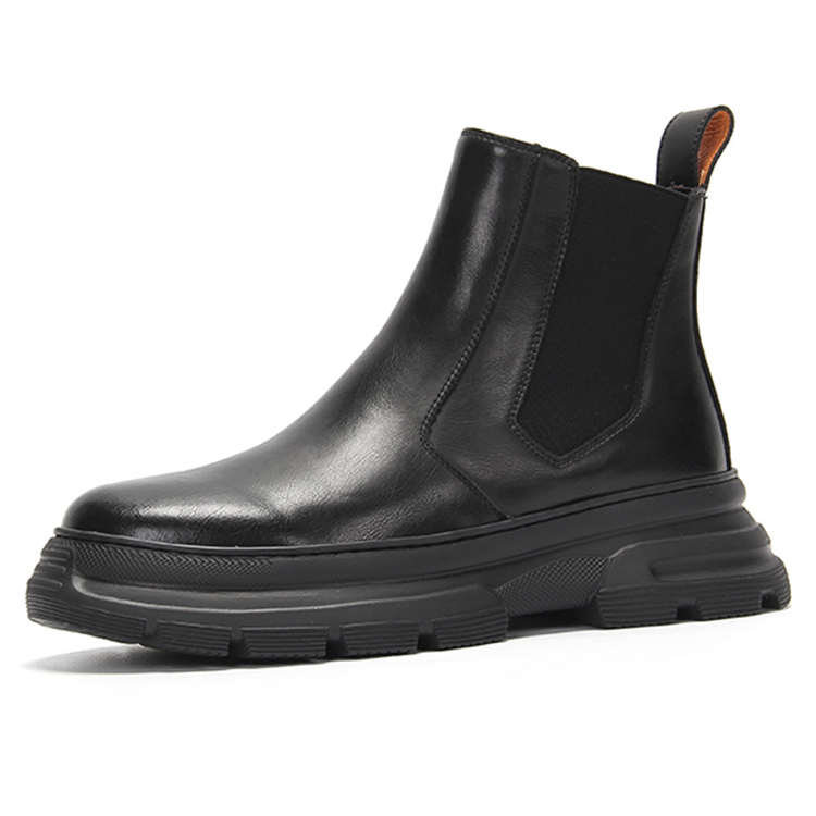 YEDANI Cow Split Leather Crew Combat Boots 6cm Men's Black