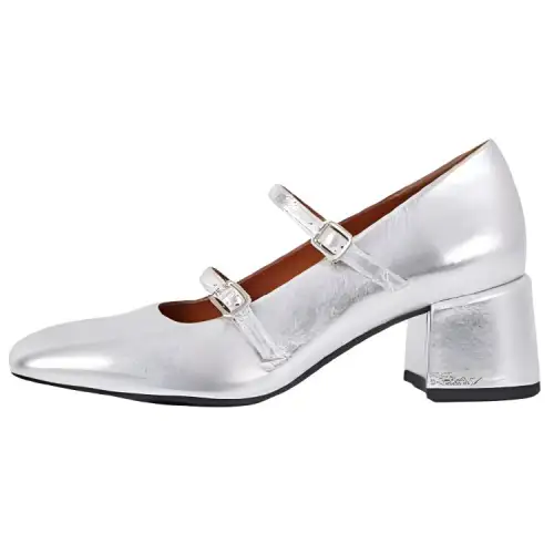 VAGABOND SHOEMAKERS Leather Chunky Heel High Heels 5.5cm Women's Silver