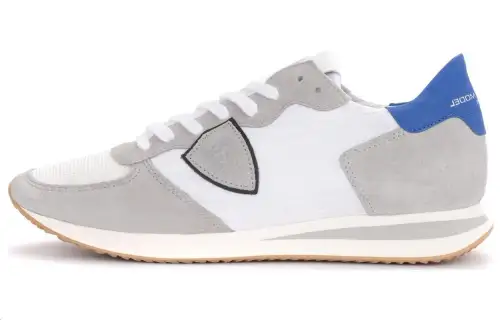 PHILIPPE MODEL Leather Comfortable Round Toe Low top Casual Shoes Men's White Gray
