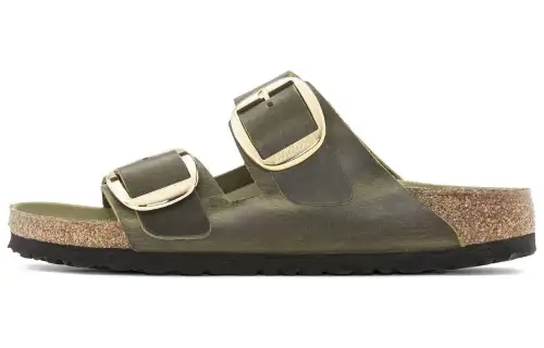Birkenstock Arizona Big Buckle Natural Leather Oiled Narrow Fit 'Olive Green' Women's