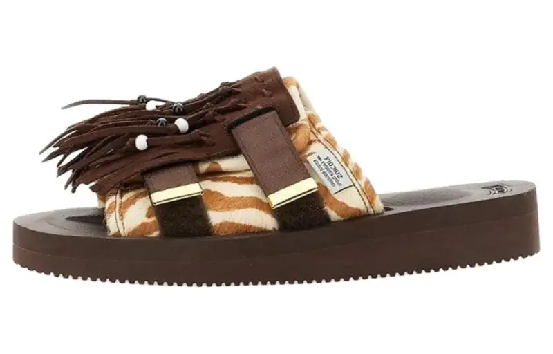 Suicoke Zebra Pattern Fringe Detail Sandals