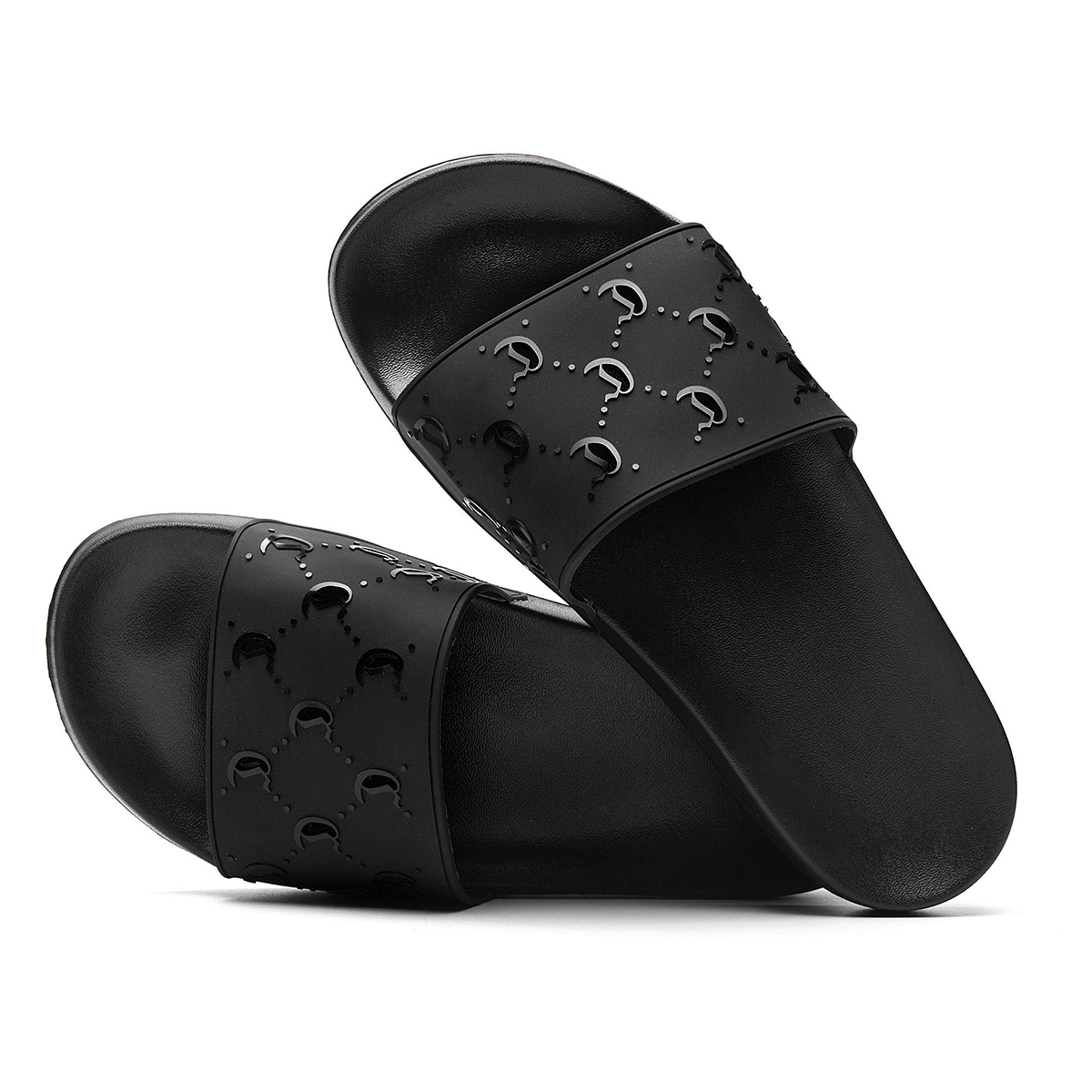 Cabbeen Totem Slide Slippers Men's Black White Fashion Versatile
