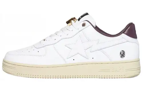 BAPE BLACK x A BATHING APE BAPE STA Leather Low top Stylish Skateboarding Shoes Women's White Brown Green