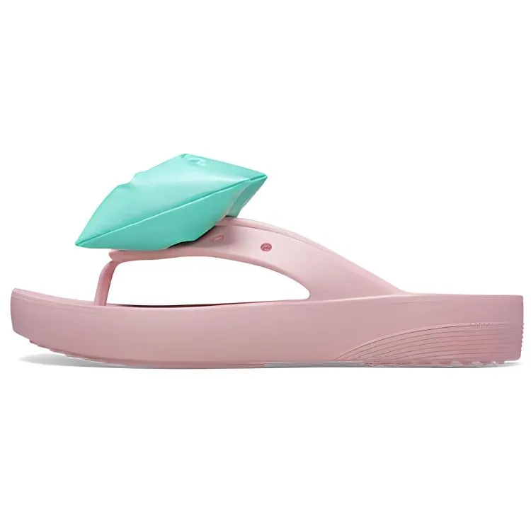 Crocs Classic Platform Bow Flip Flops 'Pink Teal' Women's