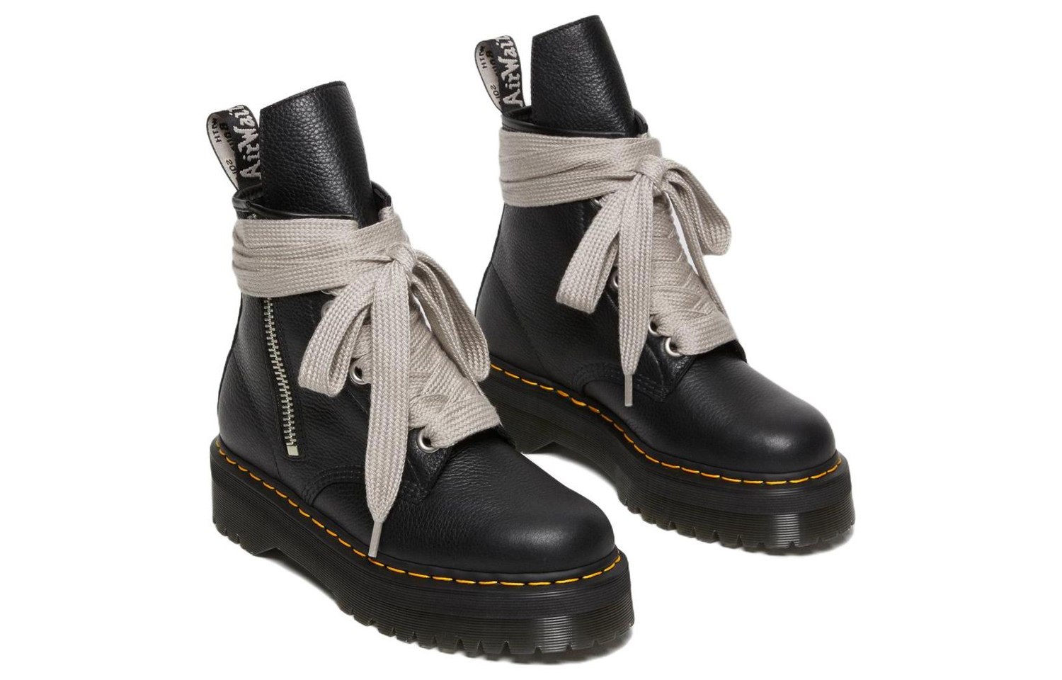 1460 Rick Owens x 1460 Dr.Martens Quad Platform Leather Boot 'Black Lunar'