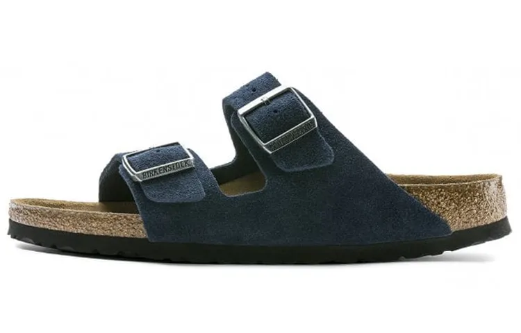 Birkenstock Arizona Suede Slide Slippers Women's Marine Blue