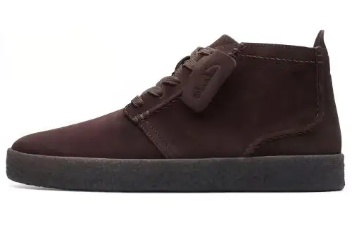 Clarks Suede Mid top Skateboard Shoes Men's Dark Brown