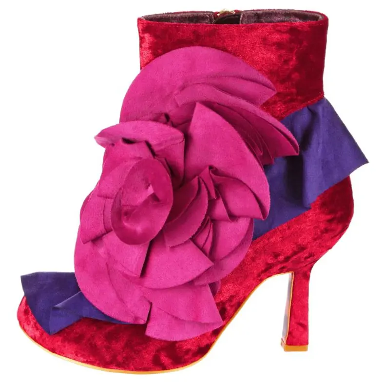 IRREGULAR CHOICE Pu Ankle Boots 9cm Women's Red Pink