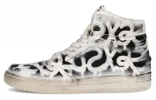 PHILIPPE MODEL Leather High top Skateboard Shoes Men's White Black