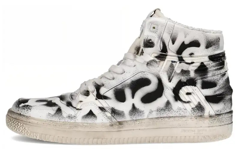 PHILIPPE MODEL Leather High top Skateboard Shoes Men's White Black