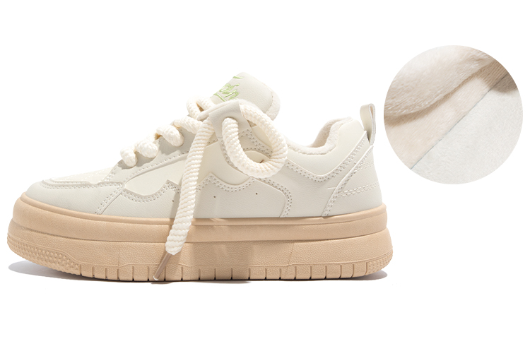 TUOPIN Fabric Soft And Cozy Platform Cream Puff Fleece Lined Puffy Shoes Thermal Slip Resistant Height Increasing