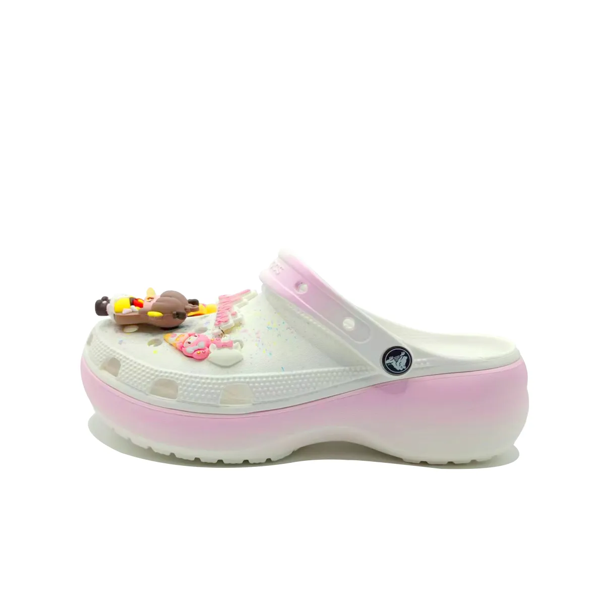 Crocs Classic Platform Clog Cloud Collection, Rainbow Sugar MH Plan EVA Clogs Women's Pink