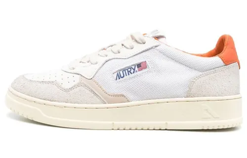 AUTRY Medalist Cow Leather Stylish Skateboarding Shoes Men's White Orange