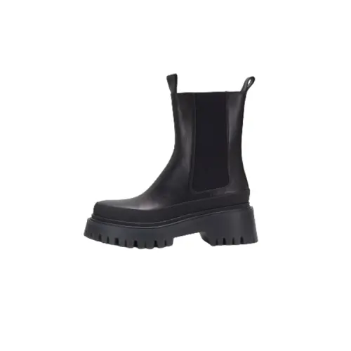 Teenie Weenie Cow Leather Ankle Boots Women's Black