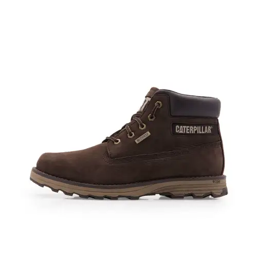 CAT Cow Split Leather Waterproof Short Outdoor Boots Men's Dark Brown