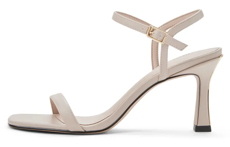 CHARLES&KEITH Small Ck Pu One Strap High Heel Sandals 8cm Women's Black/Nude Flesh