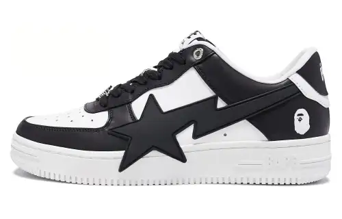 A BATHING APE STA OS Slip Resistant Abrasion Resistant Low top Skateboard Shoes Men's White Black