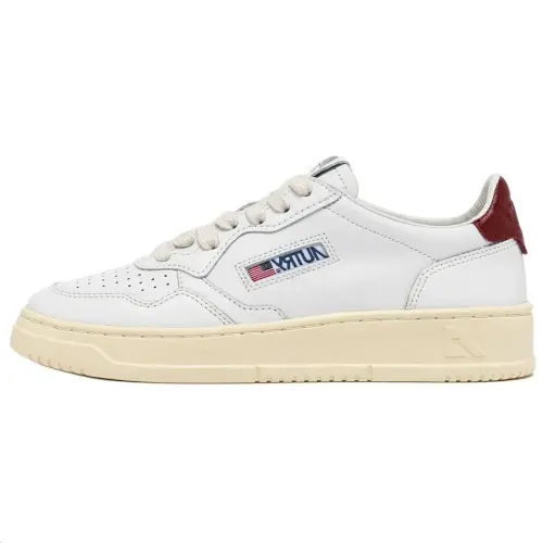 AUTRY Leather Low top Skateboard Shoes Men's White Red