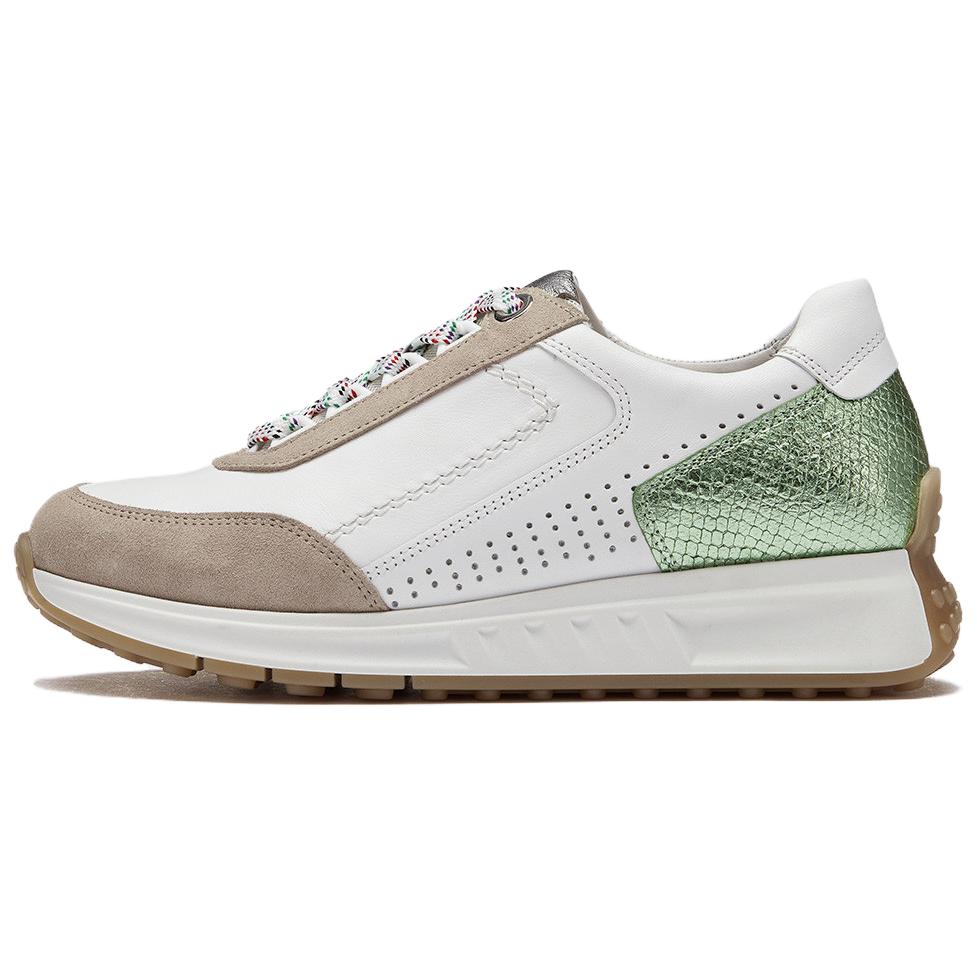 Gabor Cow Leather Low top Casual Shoes Women's White Camel Green