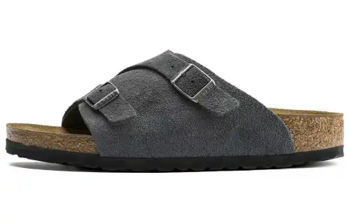 Birkenstock Suede Soft And Comfortable Slide Slippers Unisex Gray