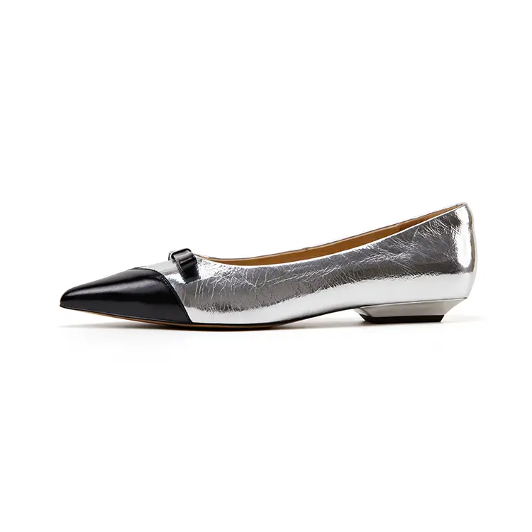 Marie Claire Cow Leather Casual Shoes 1.5cm Women's Silver