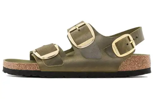 Birkenstock Leather One Strap Sandals Unisex Green Narrow