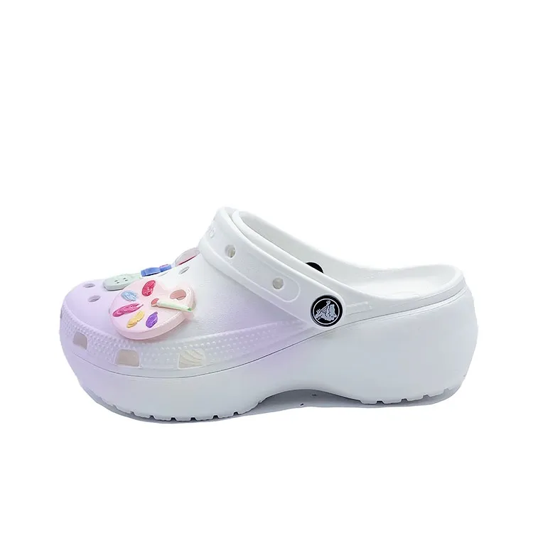 Crocs Classic Platform Lined Clog Naive Purple EVA Clogs Unisex White Purple