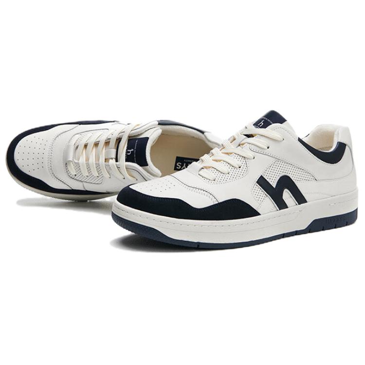 HAZZYS Cow Leather Low top Skateboard Shoes Men's Navy Blue