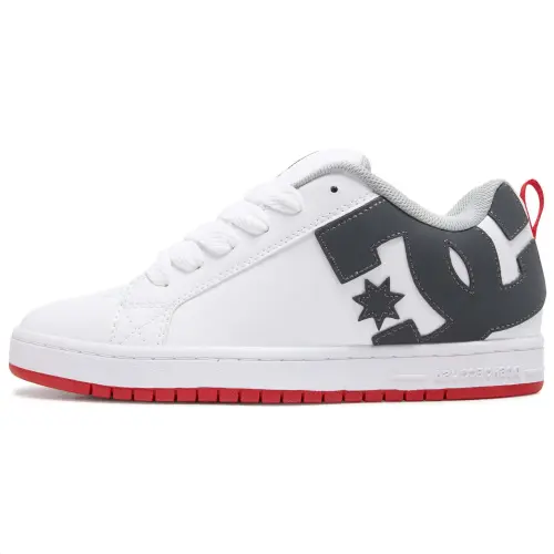 DC Shoes Cow Leather Low top Skateboard Shoes Men's White Gray Red