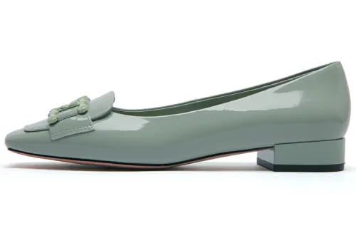 PACO GIL Top Grain Cow Leather Casual Shoes 2.5cm Women's Verdant Green