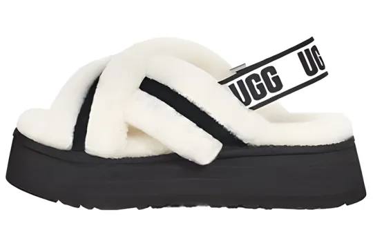 UGG DISCO Shearling Fashion Slippers Women's White