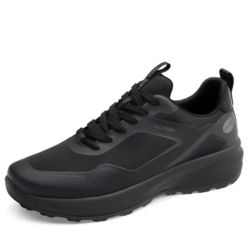 Mulinsen Lightweight Black Warrior Outdoor Mountain Travel Shoes Fitness Hiking and Cycling Shock Absorbing Anti-Slip Wear Resistant Breathable Sweat Absorbent Wrapped Support Balanced Impact Resistance Rebound Low-top Lifestyle Casual Shoes Men's
