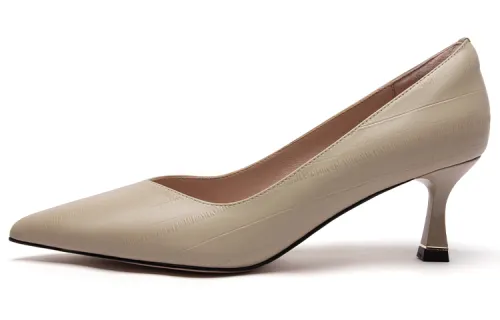 PACO GIL Cow Leather Slim Heel High Heels 5CM Women's Nude