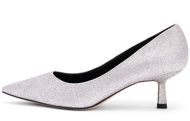 CHARLES&KEITH Small Ck Pu Slim Heel High Heels 5.8cm Women's Silver