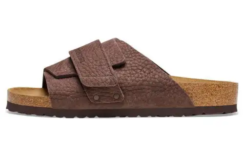 Birkenstock Leather Slide Slippers Men's Brown Narrow