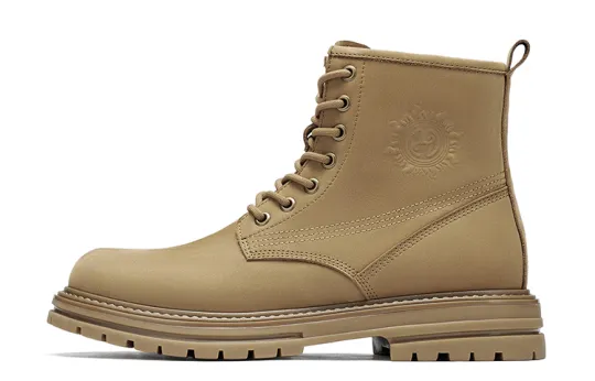 HARSON Cow Leather Combat Boots Men's Yellow Brown