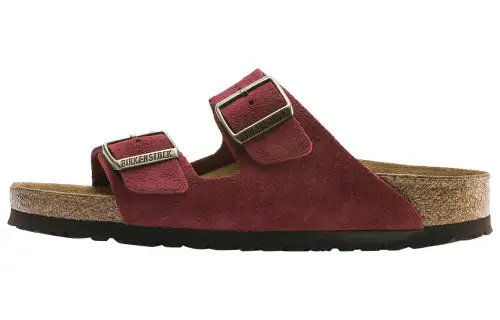 Birkenstock Arizona Soft Footbed Suede Slide Slippers Unisex Red