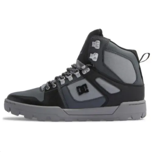 DC Shoes Leather Non Slip And Waterproof High top Mountaineering Shoes Men's Gray