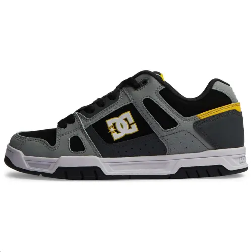 DC Shoes Leather Low top Skateboard Shoes Men's Gray Yellow