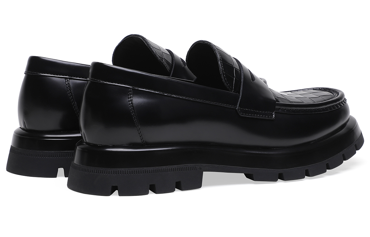BOSSSUNWEN Cow Leather Loafers Men's Black