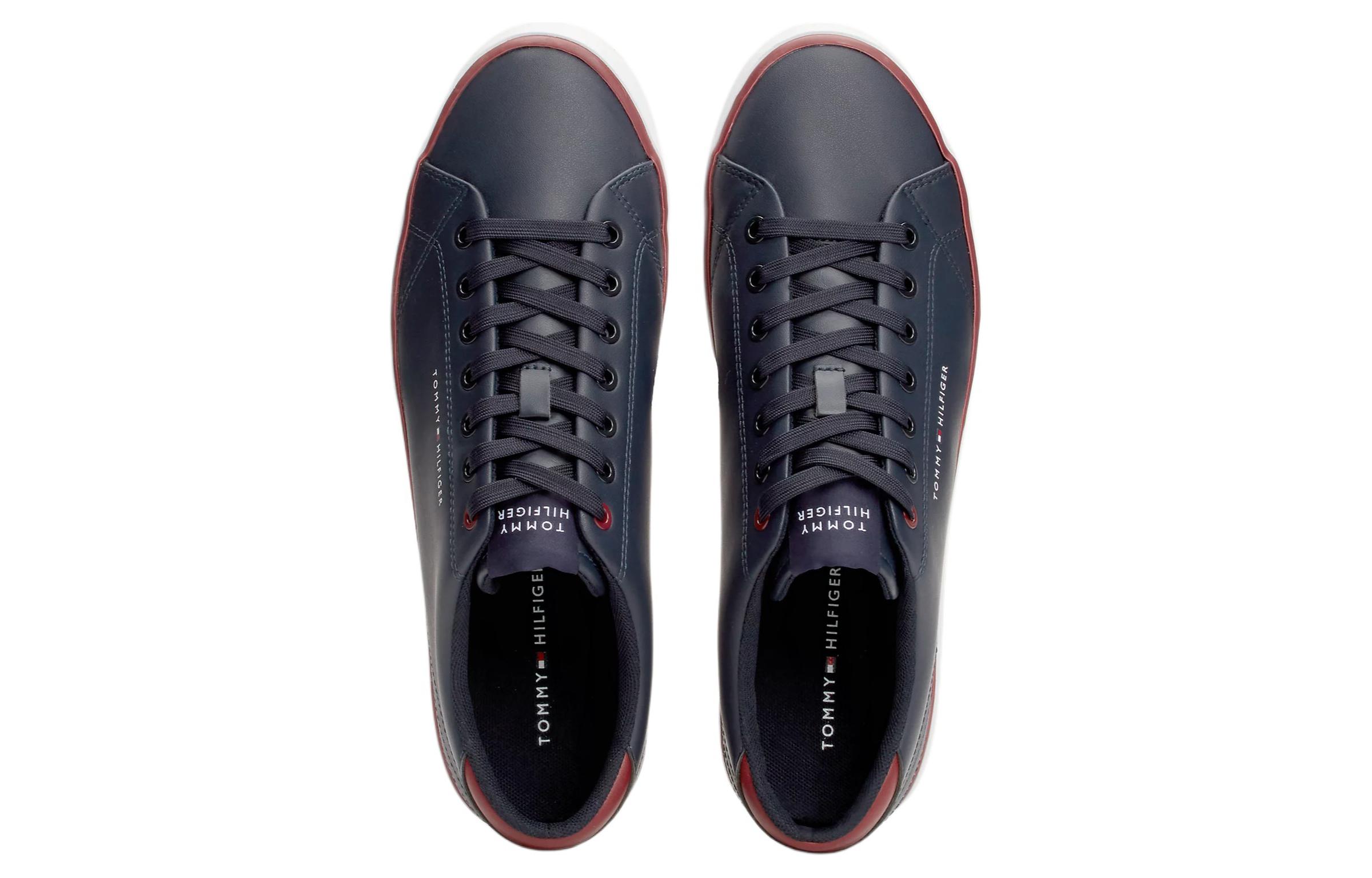 Tommy Hilfiger Leather Low top Skateboard Shoes Men's Dark Blue