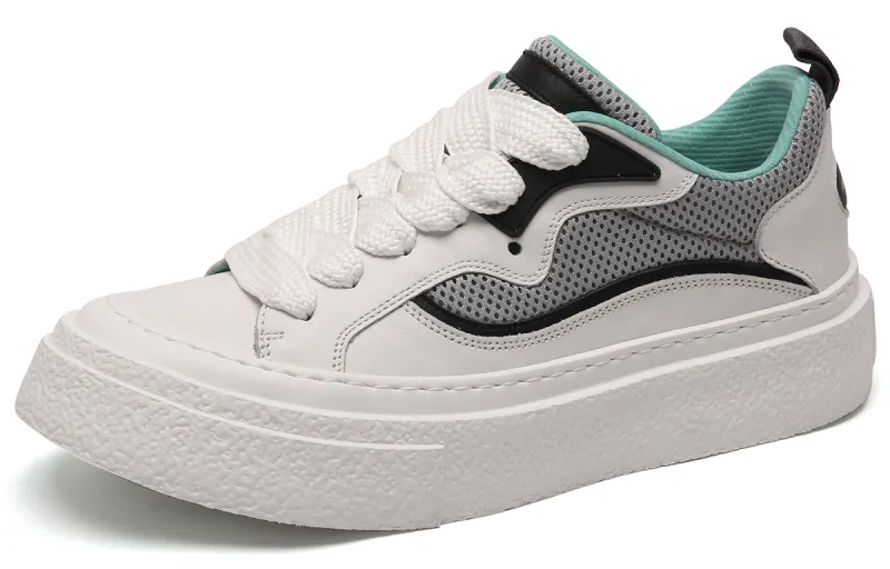Anthony Miles Cow Leather Slip Resistant Cushioning Abrasion Resistant Low top Skateboard Shoes Men's White