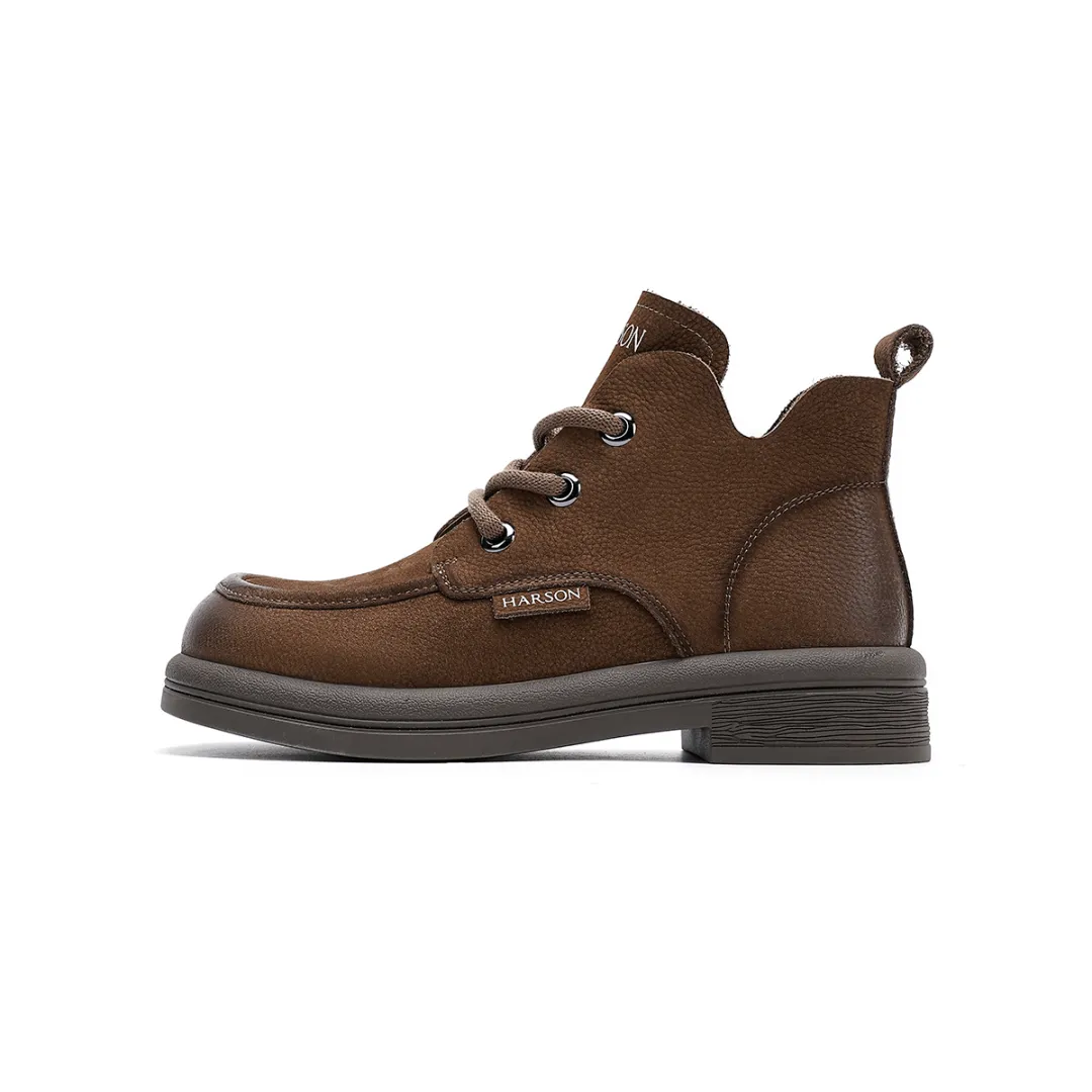 HARSON Cow Leather Short Combat Boots Women's