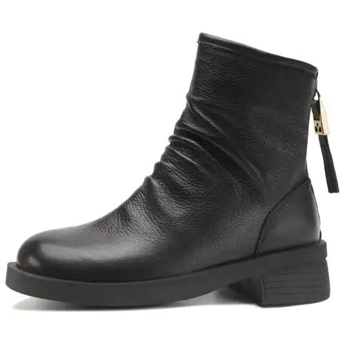 D FUSE SCANDINAVIA Cow Leather Fleece Lined Thermal, Versatile Fashion Casual Ankle Boots 4.5cm Women's
